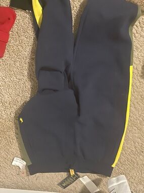 Polo by Ralph Lauren Navy Sweatpants with Yellow Side Stripe